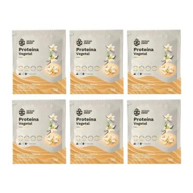 Imagem de Kit 6 Sache Proteina Vegetal 21g Proteina Baunilha 30g Vegano Ocean Dr