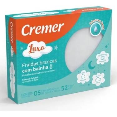 Imagem de Fralda de Pano Cremer Luxo Bainha branco 5 unidades