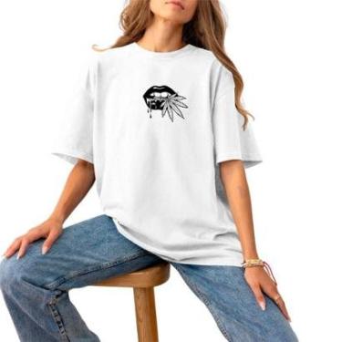 Imagem de Blusa Feminina Plus Size Casual Estilosa e Confortável Algodão Premium 30.1 Estampada Boca Conha-Feminino