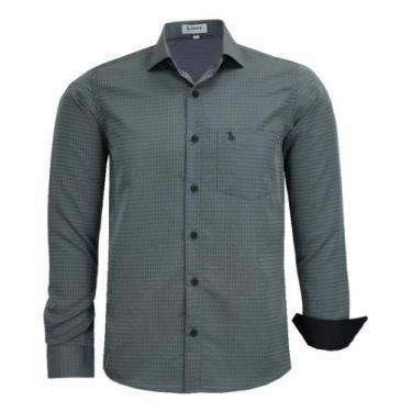Imagem de Camisa Social Amil C/bolso Tecido Magnetado Não Amassa 1853, Chumbo, 3