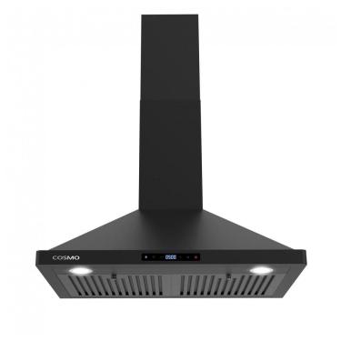Imagem de Coifa de parede 76cm COSMO preta fosca 380 m³/h comando touch filtros permanentes iluminação LED 110V