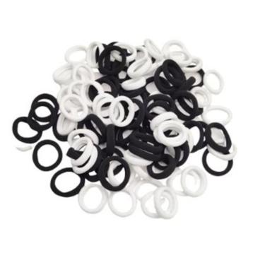Imagem de Kit Xuxinha de Cabelo 360 Unidades Infantil e Adulto para Penteados Elástico de Meia Preto e Branco OEM