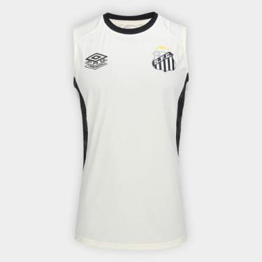 Imagem de Regata Santos 26/27 Treino Umbro Masculina, Off white, Preto, M