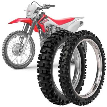 Imagem de 2 Pneu Moto Crf 230F Rinaldi 100/100-18 59m 80/100-21 51m Rmx 35