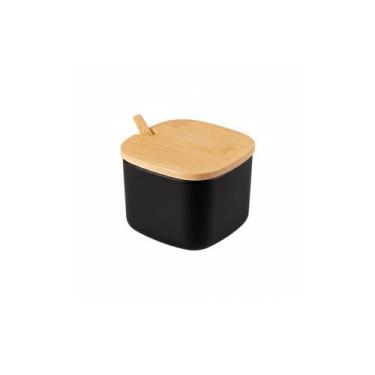 Imagem de Açucareiro com Tampa Bambu Preto Mesa Porta Condimentos - OU