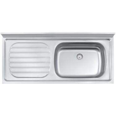 Imagem de Pia de Apoio Filo 56 DX em Aço Inox 120x55 cm c/ Válvula 3 1/2 Tramont