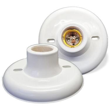 Imagem de Kit 2 Plafon Branco 113 Com Soquete E-27 De Porcelana Redondo - Plastu