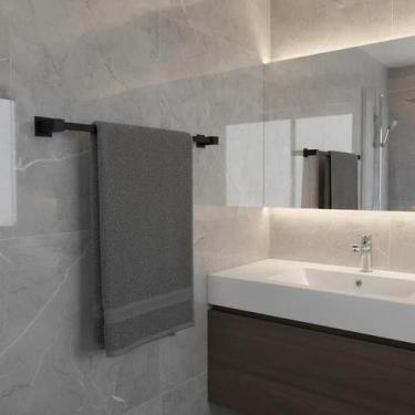 Imagem de Porta Toalha De Banheiro 70cm Inox Preto Fosco - Decora