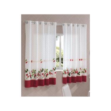 Imagem de Cortina para Cozinha Olga - Dohler - DOHLER S.A., Vermelho e Branco