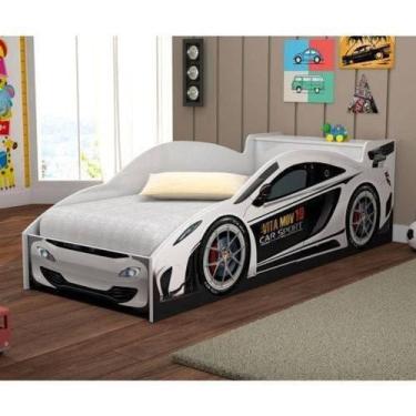 Imagem de Cama Solteiro Carro De Corrida Branco Vitamov