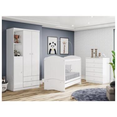 Imagem de Quarto de Bebê Completo com Berço Cômoda e Guarda-roupa Henn Bala de M
