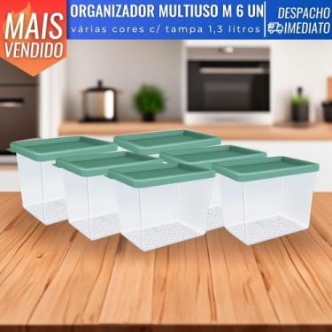 Imagem de Jogo De Potes 6 Peças 1,3 Litros Multiuso Com Tampa Plástico Cozinha P