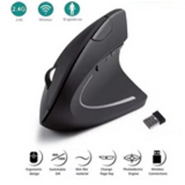 Imagem de Mouse Ergonômico Vertical Sem Fio, 2.4G, USB Óptico - Fam , preto