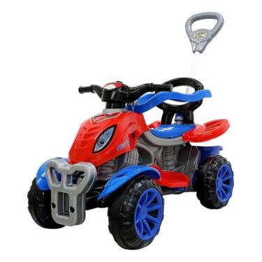 Imagem de Carrinho Quadriciclo Infantil Com Empurrador Spider Maral, Azul