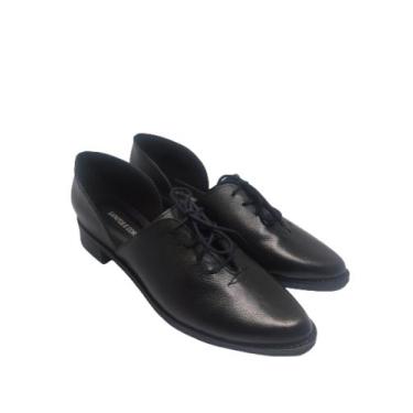 Imagem de Sapato Feminino Oxford Em Couro Preto Sapatos E Cores . - SAPATOS E CO
