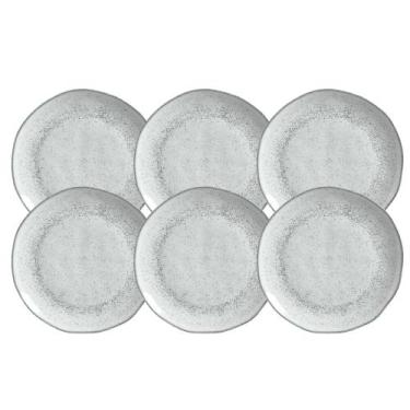 Imagem de Jogo De Pratos Raso Jantar Refeição Kit 6 Peças 26,5cm Orgânico Echo C