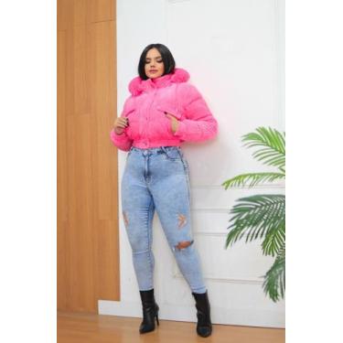 Imagem de Jaqueta Puffer de Cotelê com Capuz Forrada (Cropped Feminina) - RLMODA