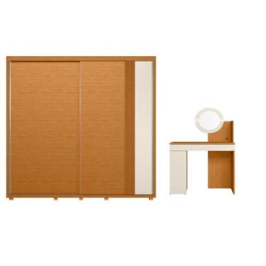 Imagem de Guarda Roupa  De Casal Acácia 2 Portas 4 Gavetas Com Penteadeira Aurea