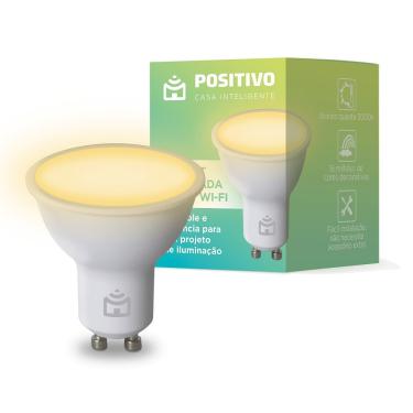 Imagem de Lâmpada Spot Smart Wi-Fi GU10 4,5W 350lm 3000K RGB Branca Positivo Casa Inteligente