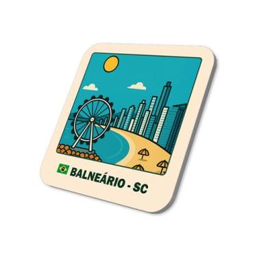 Imagem de Imã Geladeira Balneário Santa Catarina Brasil 5x5cm De Metal - M-Plann