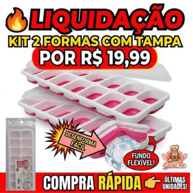 Imagem de Forma Gelo Silicone Bons Cheff 14 Cavidades Retangular Com Tampa Kit 2