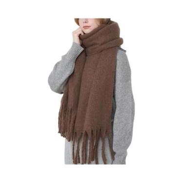 Imagem de Cachecol De Luxo Feminino Em Cashmere Com Design Xadrez Arco-Íris, Gro