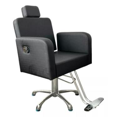 Imagem de Cadeira Reclinável Hidráulica Para Salão Preto Acetinado - Moveis e co