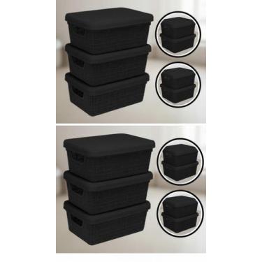 Imagem de Kit 3 Caixas Organizadoras 15L Rattan Cesto C/ Tampa - Congratulations