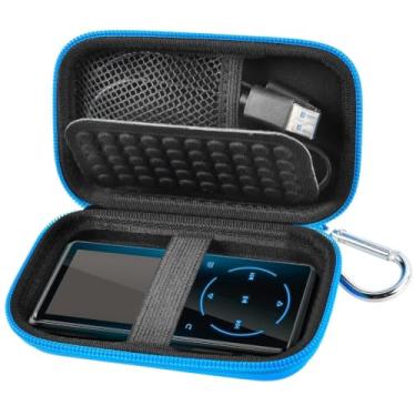 Imagem de Capa MP3 e MP4 Player para SOULCKER/G.G.Martinsen/Grtdhx/iPod Nano/Sandisk Music Player/Sony NW-A45 Music Players com Bluetooth. Adequado para fones de ouvido, cabo USB, cartão de memória - azul + interior preto