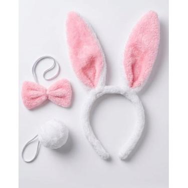 Imagem de Kit Coelho Tiara Gravata Rabinho Pelucia Fantasia Pascoa Acessorios - 