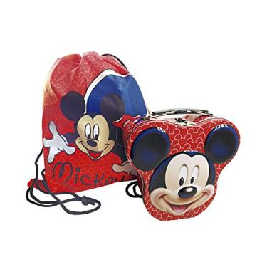 Imagem de Maleta + Bolsinha Mickey Disney - Taimes - Infantil - Crianças - Fãs de Mickey Mouse - Maleta com Mochila - Vermelha - 17x17x17cm