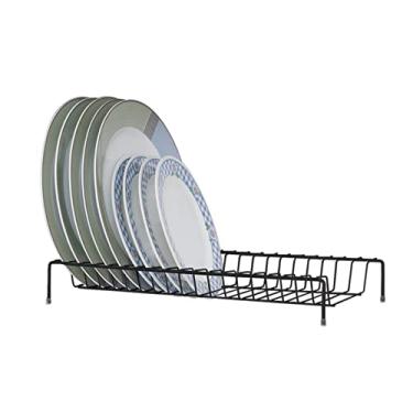 Imagem de Organizador Armário de Cozinha Secador Porta 18 Pratos Suporte Escorredor Preto