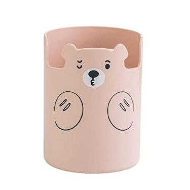 Imagem de Caixa de armazenamento de cosméticos, suporte de pincéis de maquiagem, caixa de armazenamento de desenhos animados, suporte de telefone, suporte de caneta de urso organizador