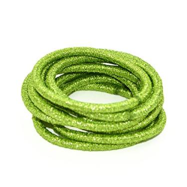Imagem de La Tartelette 5 cm Faixas elásticas brilhantes para cabelo Ties para crianças Tiaras de cabelo de borracha, Verde, 100 Pcs