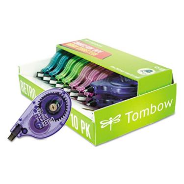 Imagem de Tombow Fita Corretiva Original Mono, Aplicadores RetroColor Sortidos, 0,41 cm x 1000 cm, 10/Pacote