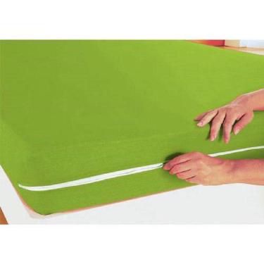 Imagem de Kit Capa Protetora Colchão Solteiro Poliester Ziper Verde