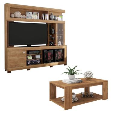 Imagem de Conjunto Sala De Estar Estante Mesa Marrom Diplomata Caemmun
