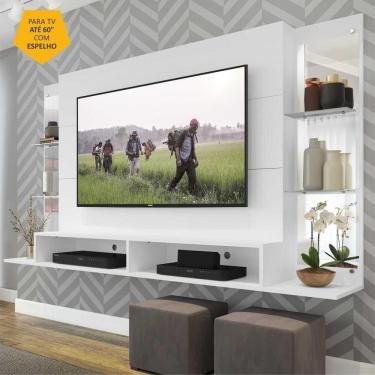 Imagem de Painel TV 60" com Espelho e Prateleiras Vidro Nairóbi Plus Multimóveis