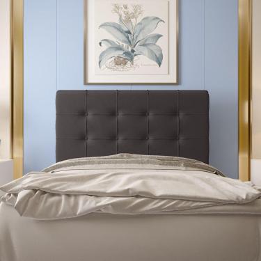 Imagem de Cabeceira Casal 1,40m Atenas Suede Marrom Dal Poz Estofados