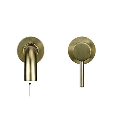 Imagem de Torneira de bacia misturador de banho torneira de pia de banheiro montagem de parede latão preto fosco com alça única água fria quente conjunto de ouro rosa branca, escova de ouro, 260, china