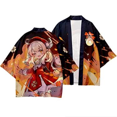 Imagem de Genshin Impact Zhongli Qiqi Klee Jaqueta Cardigan Costume Cosplay Tops Xale Manga 3/4 Manto