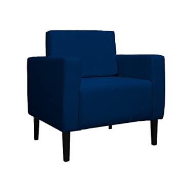 Imagem de Poltrona Decorativa Leticia Slim Pés Trapézio Suede Azul Marinho - DS Estofados