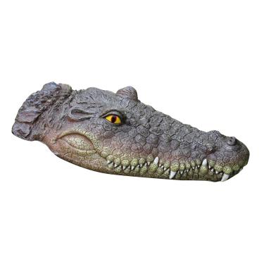 Imagem de SM SunniMix Simulação de cabeça de crocodilo flutuante brincadeira brinquedo chamariz água dissuasor patos cabeça jacaré cabeça de jacaré para decoração de lago jardim jardim piscina