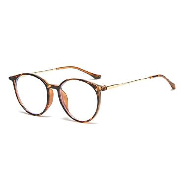 Imagem de Óculos de sol redondos clássicos masculinos armações de metal anti-azul luz armação de óculos de sol retrô coloridas mulheres uv400, leopardo, como a imagem