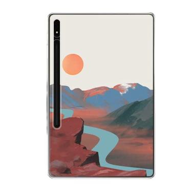 Imagem de ZiEuooo Capa protetora de silicone macio compatível com Samsung Tablet Galaxy S8 Plus ultra fina leve e fofa moda paisagem (rio, S8 X700 X706)