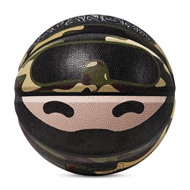 Imagem de Kuangmi Camo basquete masculino oficial tamanho 7 (75 cm), bola de basquete camuflagem interna e externa, verde