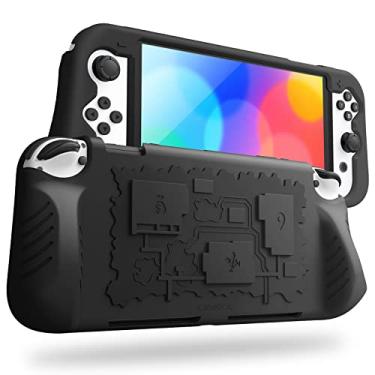 Imagem de Fintie Capa para Nintendo Switch – Modelo OLED 2021 com 3 compartimentos para cartões de jogo – Capa protetora de silicone macio [à prova de choque] [antiderrapante], capa ergonômica para console de m