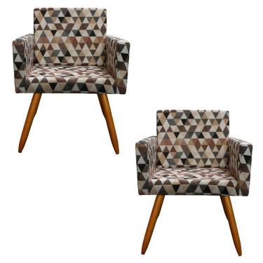 Imagem de Kit 2 Poltronas Vitória Decorativa Estampa Triângulo Bege