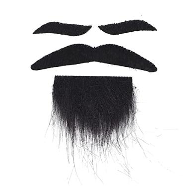 Imagem de Bigode falso, barba falsa, sobrancelhas falsas, bigodes falsos, conjunto de bigodes falsos novidade, fantasias de Halloween, kit autoadesivo de bigode de barba para festas, cosplay