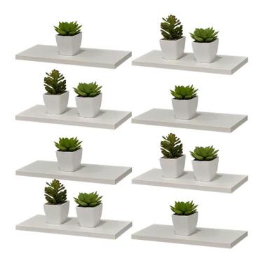 Imagem de Kit 8 Prateleira Branca MDF 60 x 15cm Suporte Invisível